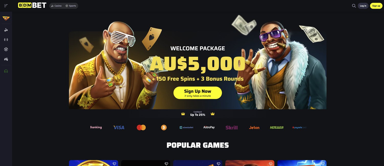 BDMbet mobile casino lobby
