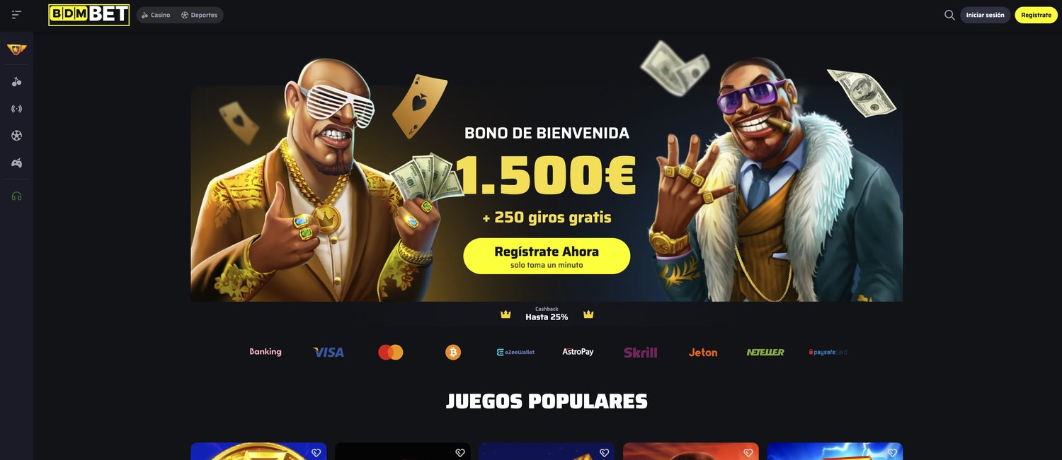 Lobby del casino móvil de BDMbet