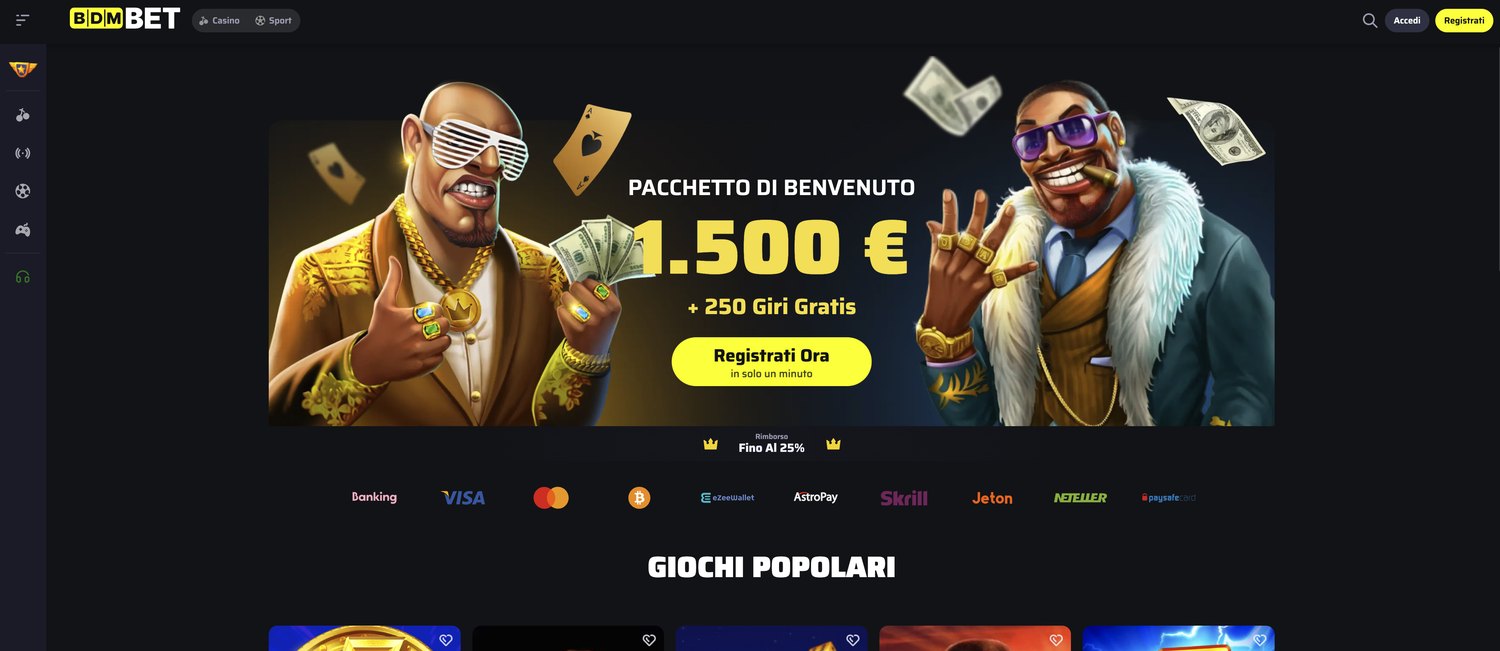 Lobby del casinò mobile BDMbet